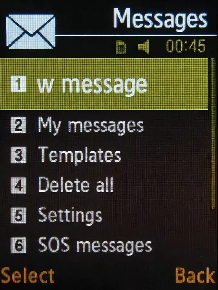 Message select menu. Message select menu