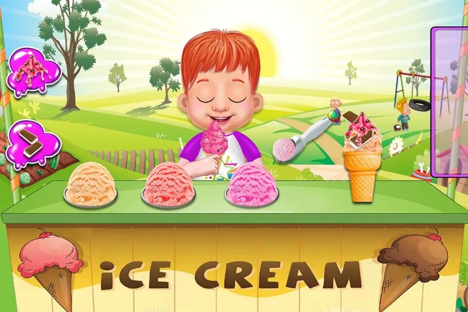 Игры с едой для детей реальность. Игра про живое мороженое. Игра мороженое для детей. Игра со вкусами еды. Включи прохожу мороженщика