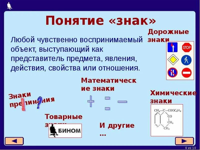 Определение знака работы
