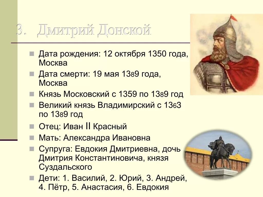 Правление Дмитрия Донского 6 класс. Каким образом московские князья расширяли свои