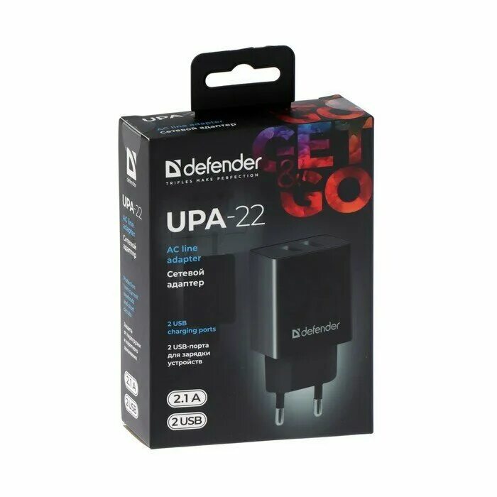 Сетевой адаптер Defender UPA-22. Сетевой адаптер Defender 2xusb, 2.1а , белый (UPA-22) (83580). Зарядное устройство сетевое Defender EPA-10,. Upa22 Type-c Jack черный. Устройство defender