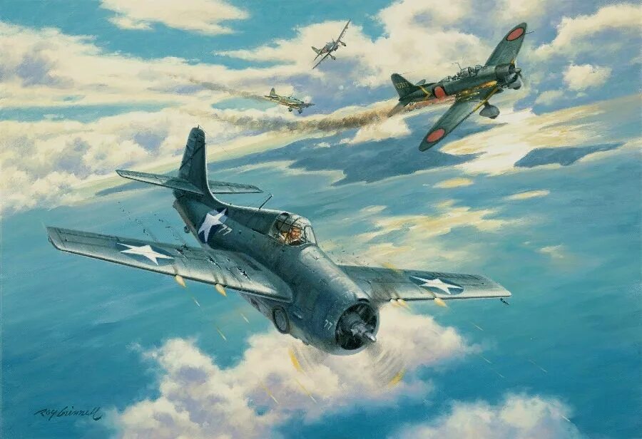 Про самолеты второй мировой. Ф4ф ВАЙЛДКЕТ вторая мировая. Художник Roy Grinnell. Grumman f4f Wildcat. Самолет f-4f.