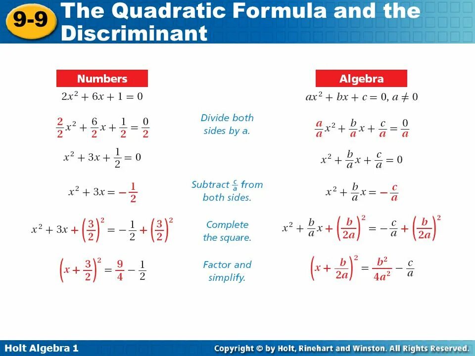 Формула 9. Quadratic Formula. Polynomial discriminant. Solving Quadratic equation by discriminant. Quadratic equation example with discriminant 0.