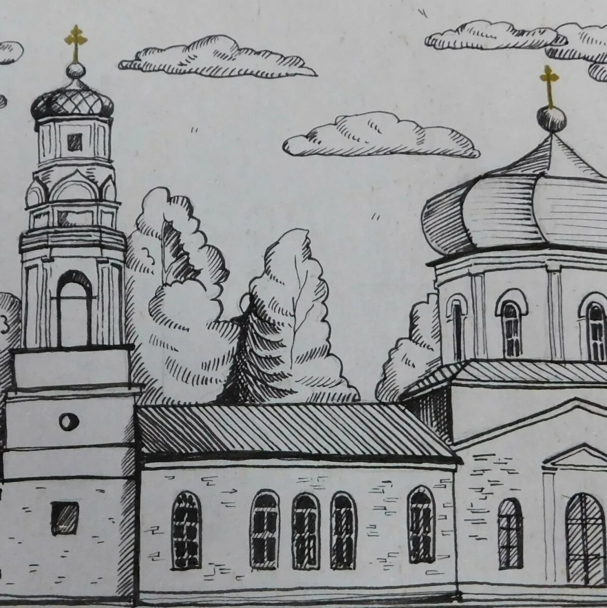 Как разукрасить храм. Калининская церковь карандашом. храмы тверской области рисунок. церковь калининского района рисунок. божий храм карандашом в малоярославце.