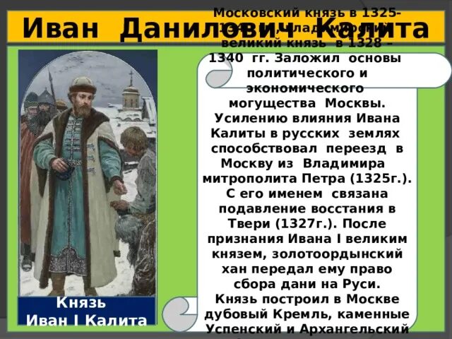 Какие действия ивана калиты способствовали восстановлению