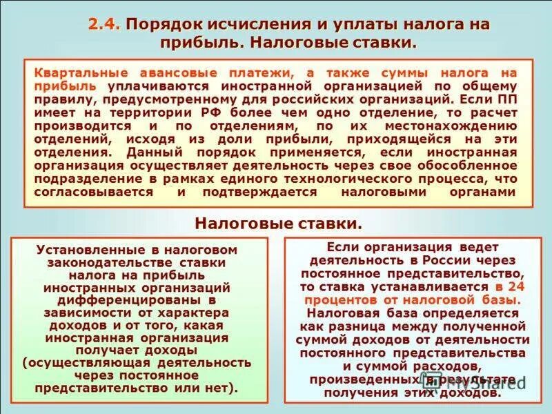 Исчисление и уплаты налога на прибыль