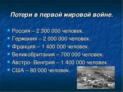 Людские потери первой мировой