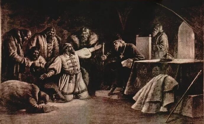 Опальный. Опричники опальный Боярин Новоскольцев. Боярин Иван Петрович Фёдоров-Челяднин. Новоскольцев опричники в доме опального боярина. Художник ф ф Бухгольц