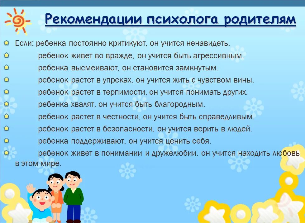 Советы психолога родителям. Рекомендации родителям от психолога. Рекомендации психолога для родителей в школе. Рекомендации для родителей от психолога в школе. Нормы общения в семье