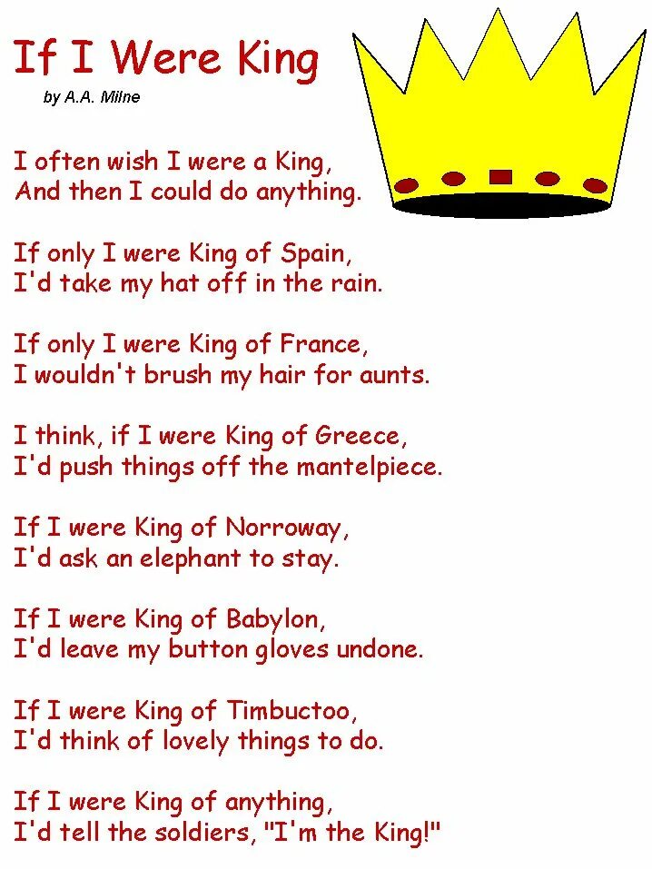 I really wish i had. If i were a King стих. If i were a King by Milne. Текст if i were a King. Стихотворение if на английском.