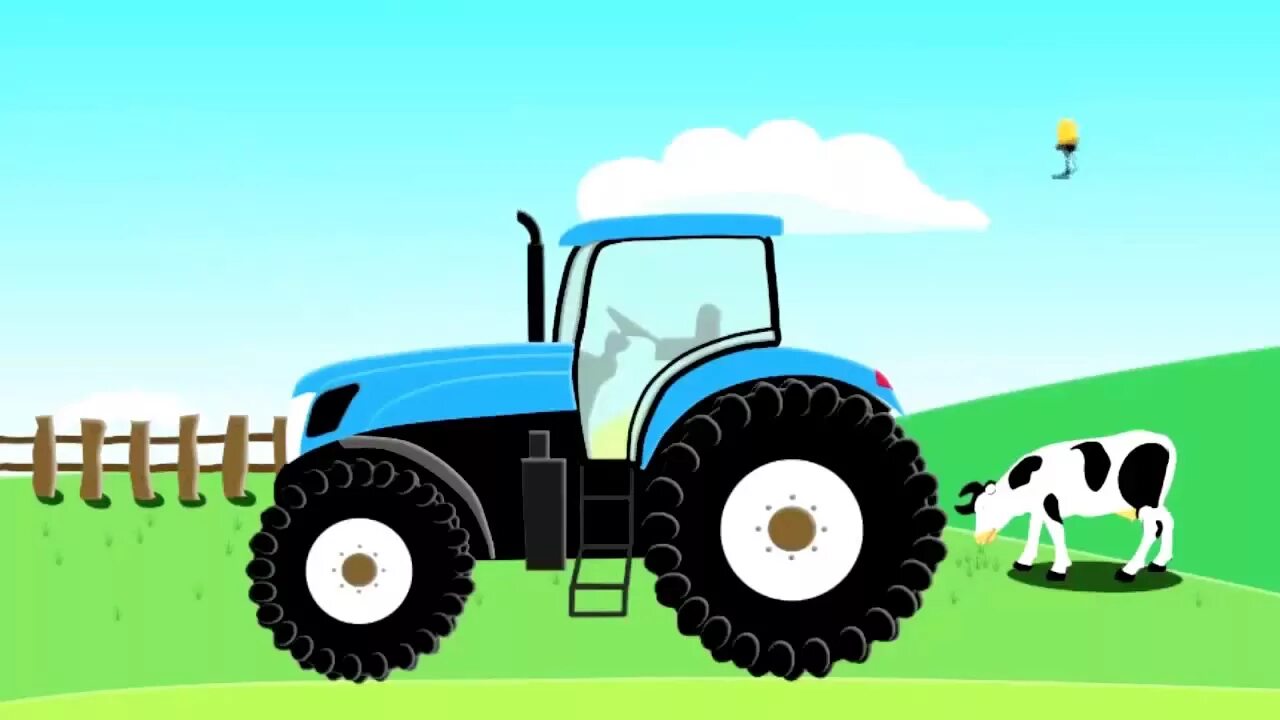 Синий трактор для малышей самый самый. Габор синий трактор. Трактор мультяшный.