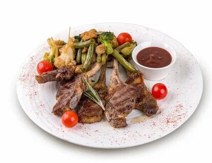 Бараньи ребра с овощами