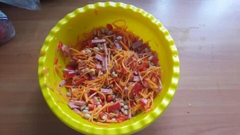 Салат корейская морковь фасоль колбаса