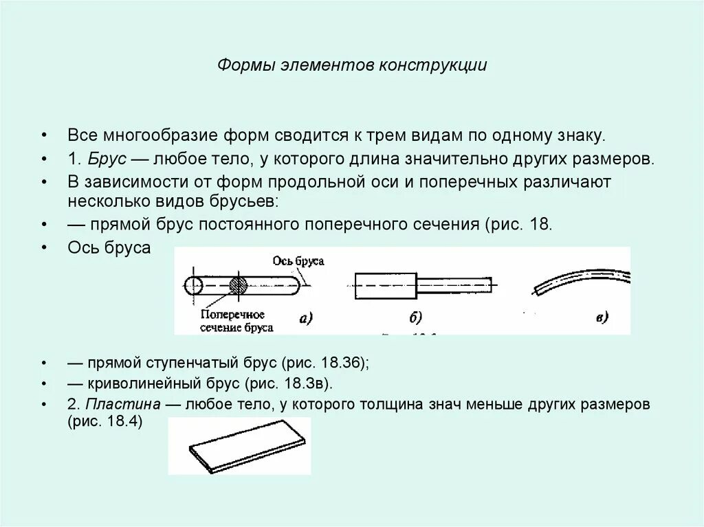 Форма элементы найти. Классификация элементов конструкции техническая механика. Формы элементов конструкции техническая механика. Формы элементов конструкций сопромат. Основные формы элементов конструкций.