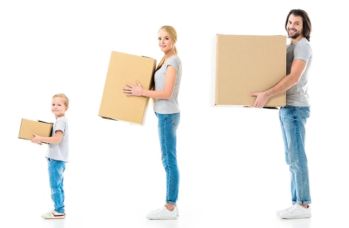 Держат картину. Семья держит коробку и улыбается. Student holding a Box and skills coming out. Семья смотрит в коробку.