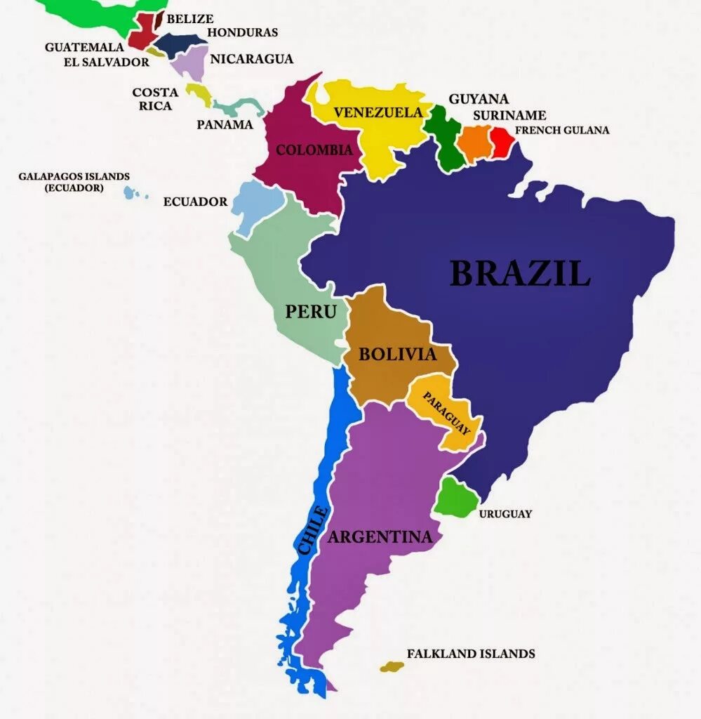 Государства Латинской Америки на карте. Карта Латинской Америки со странами. Государства Латинской Америки политическая карта. Политическая карта Латин ктьй Америки.