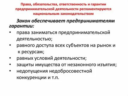 Обязательства связанные с осуществлением предпринимательской деятельности