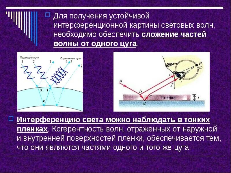 Интерференция возможна. Интерференция (сложение) световых волн. Интерференционная картина световых волн. Интерференция света. Условия интерференции.. Условия возникновения интерференционной картины.