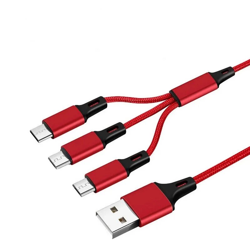 Зарядка на три телефона. USB 3 in 1 Charging Cable. Кабель универс. 3в1 MICROUSB/8pin/Type-c, Hoco u17. Budi 3 in 1 charge Cable 1m. Кабель USB универсальный - Lightning / Micro USB Baseus CAMLSF-09 0.74 М автосмотк Black/Red 258969.