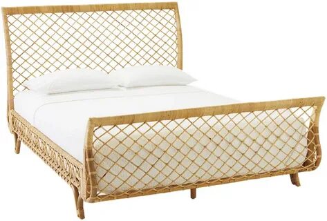 Curved Rattan Bed, King.