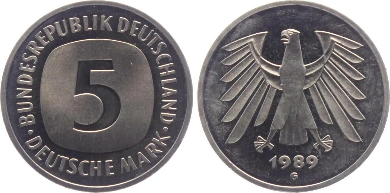 Немецкие 5 в рубли. Монета Deutsche Mark 1990. Bundesrepublik Deutschland монета 1990. Монета немецкая 5 Deutsche Mark 1986 d. Монета 1977г Deutsche Mark.