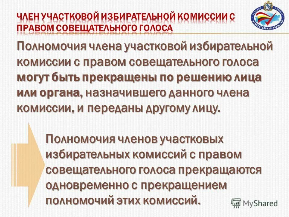 Полномочия члена уик. Полномочия членов избирательной комиссии. Участковая избирательная комиссия.