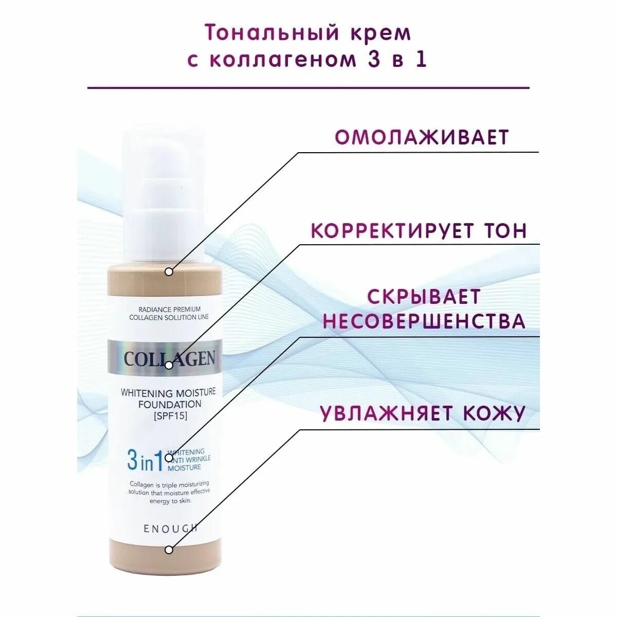 Enough тональный крем с коллагеном 3 в 1 Collagen Whitening Foundation SPF 15. Тональный крем коллаген 3в1 13 тон. Коллаген тональный крем Корея. Collagen тональный крем 21 тон.