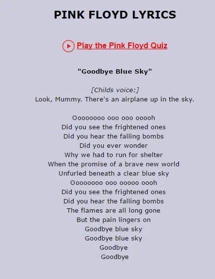 Английская песня пинк. Pink Floyd текст. Pink Floyd Goodbye Blue Sky. Pink Floyd time текст. Pink текст.