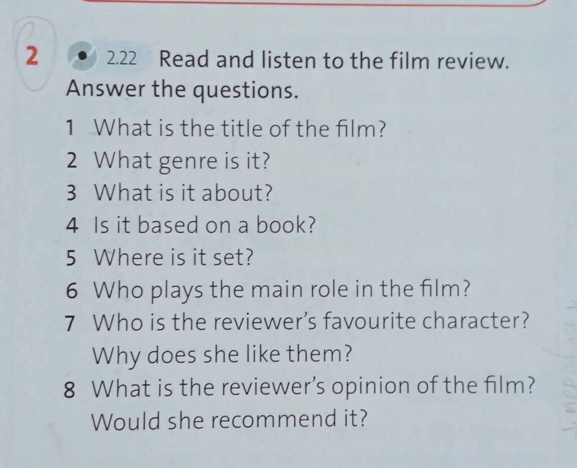 Answer the questions and discuss. Задание read and answer the questions. Speaking about movies.