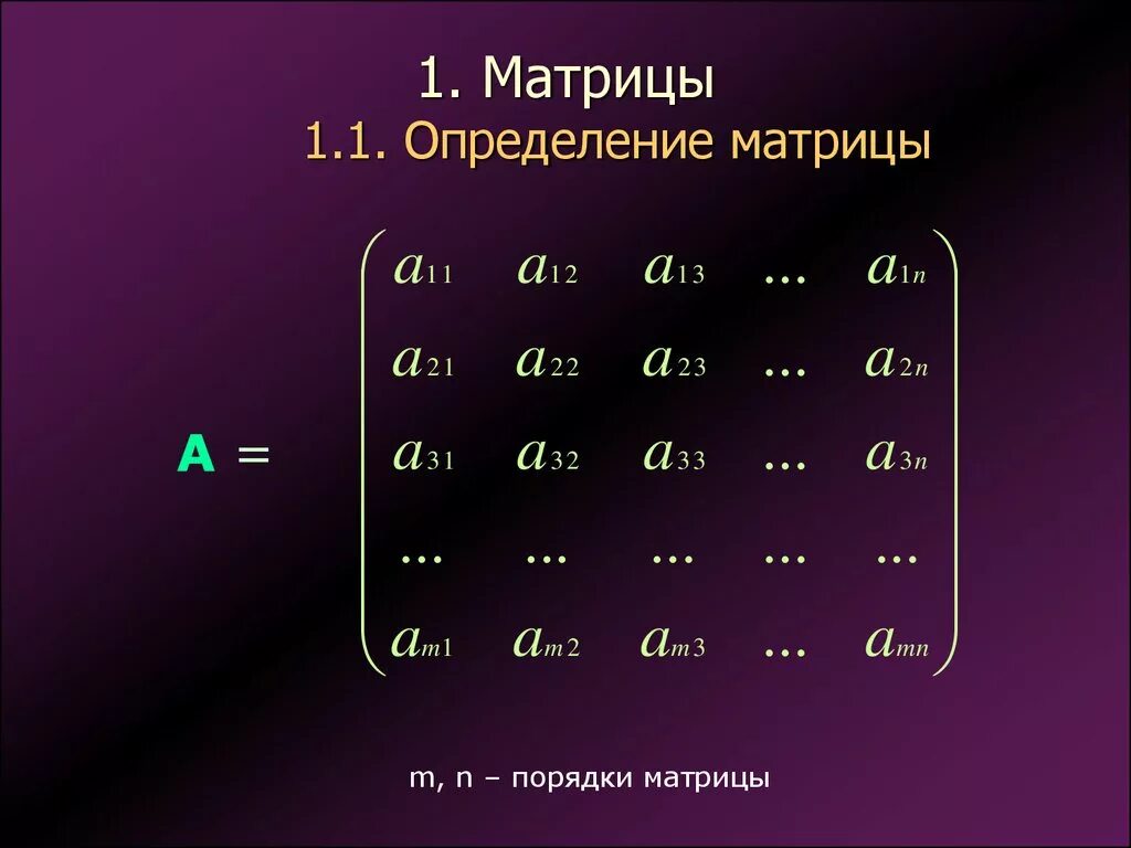 Определить вид матрицы. Матрица в математике. Матрица элементы высшей математики. Матрицы и определители презентация. Определение матрицы.