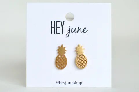 Pineapple stud earrings pineapple earrings gold pineapple Etsy