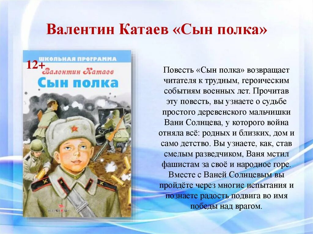 Сын полка 16 глава кратко. Книги о войне сын полка. В. Катаев "сын полка". Сын полка обложка книги.