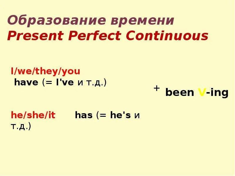 Длительное завершенное время. Present perfect Continuous формула образования. Схема образования презент Перфект континиус. Present perfect present perfect Continuous образование. Форма образования present perfect Continuous.