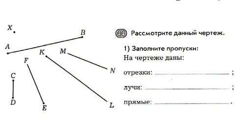 Карточка луч отрезок прямая 1 класс