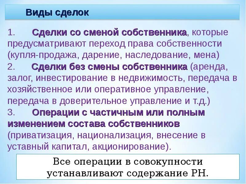 Изменения собственника. Сделки на рынке недвижимости без смены собственника. Виды сделок отчуждения. Сделки со сменой собственника. Сделки ГП лекция.