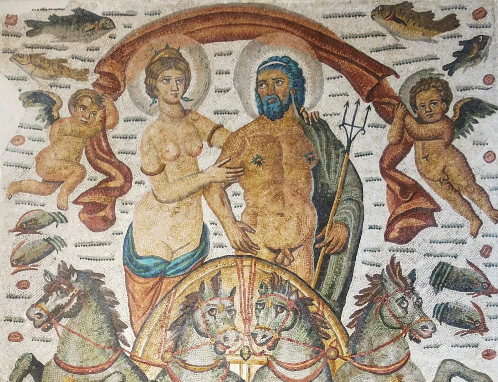 Триумф нептуна и амфитриты. Нептун и амфитрита мозаика. посейдон и амфитрита. напольная мозаика с триумфом нептуна и амфитрита_320/325 г. н.э.