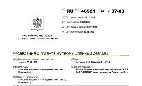 Время подачи патента