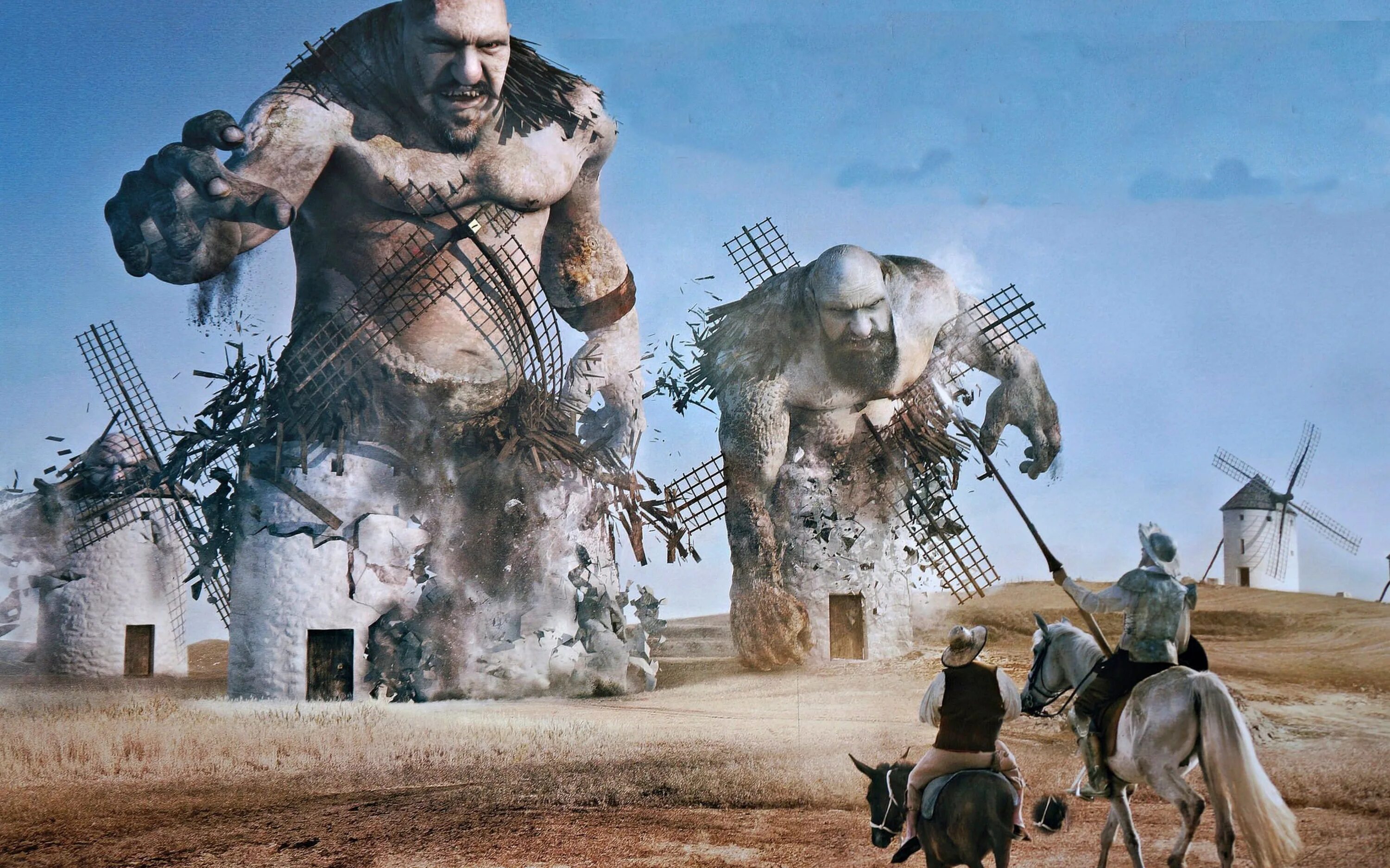 Что такое великан. Дон Кихот и Ветряные мельницы. Дон Кихот великан. Дон Кихот мельницы великаны. Дон Кихот сражение с ветряными мельницами.