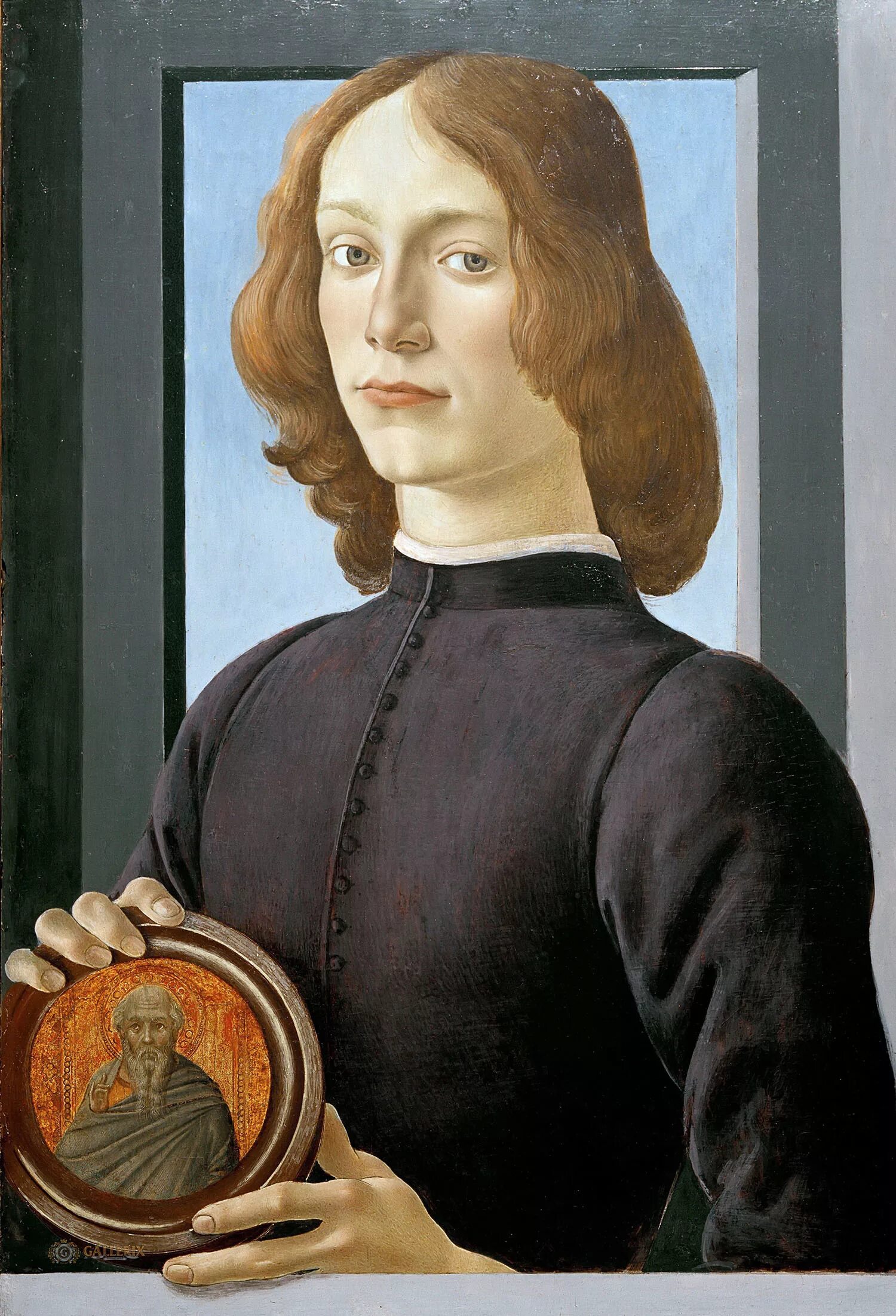 Личности эпохи ренессанса. Сандро Боттичелли портрет. Портрет молодого человека с медальоном Боттичелли. Сандро Боттичелли портрет юноши.
