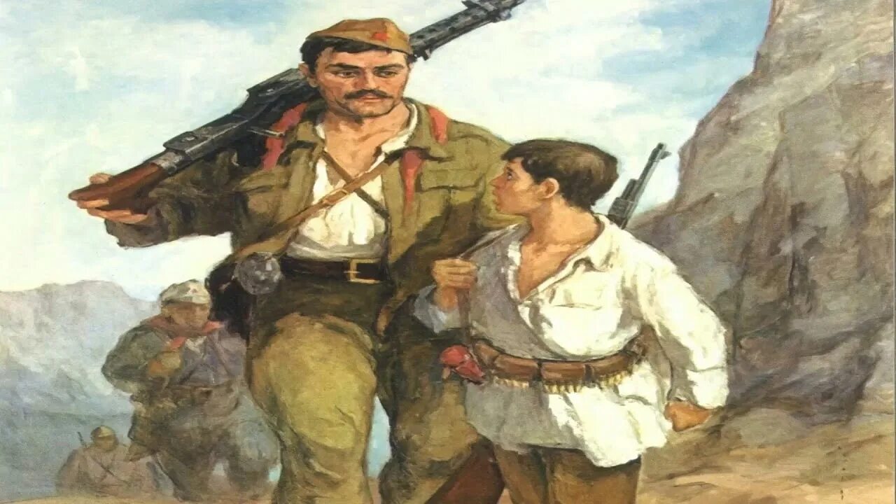 Пара партизан. Албанске картины с энвером ходжей. albanian war song. партизаны куба арт.