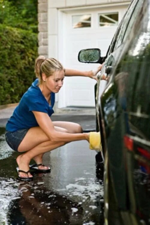 The car is being washed