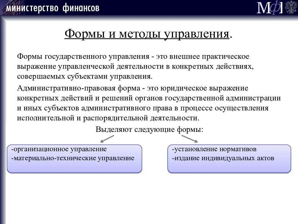 Назовите административные формы