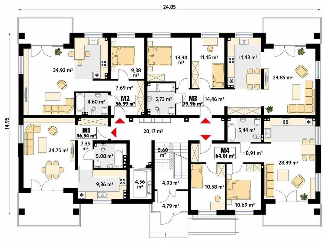 S plan 7. Планировки многоквартирных домов. План многоквартирного дома. Проекты малоэтажных домов. Малоэтажный дом планировка.