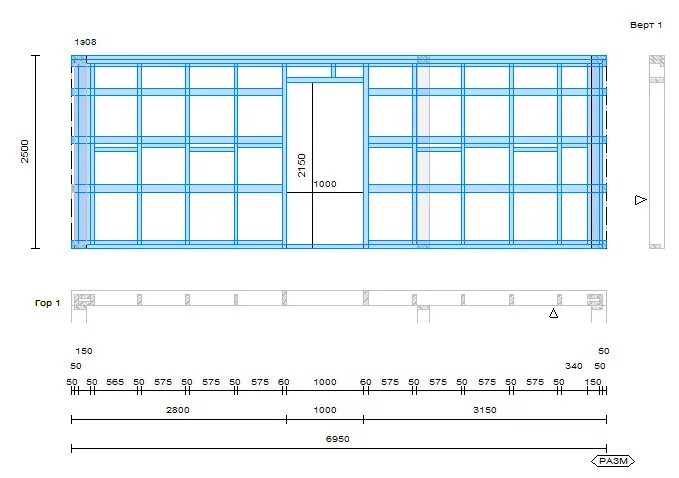 Шаг стоек каркасного дома под утеплитель 600. Шаг стоек для осб 1250 2500. Расстояние между стойками каркаса под утеплитель. Чертеж каркасной стены 6 метров. Шаг стоек в каркасной стене.