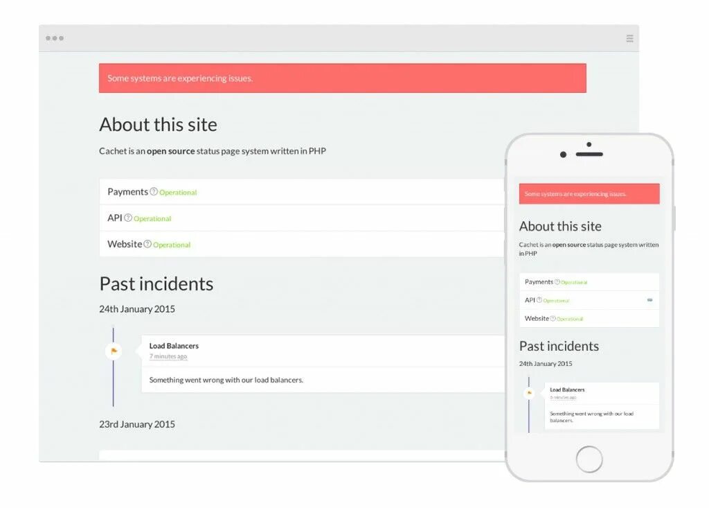 Pages php id 5. Php. status page. system status. open source.