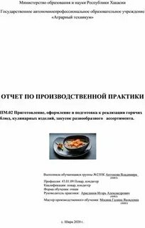 Отчет по поварской практике