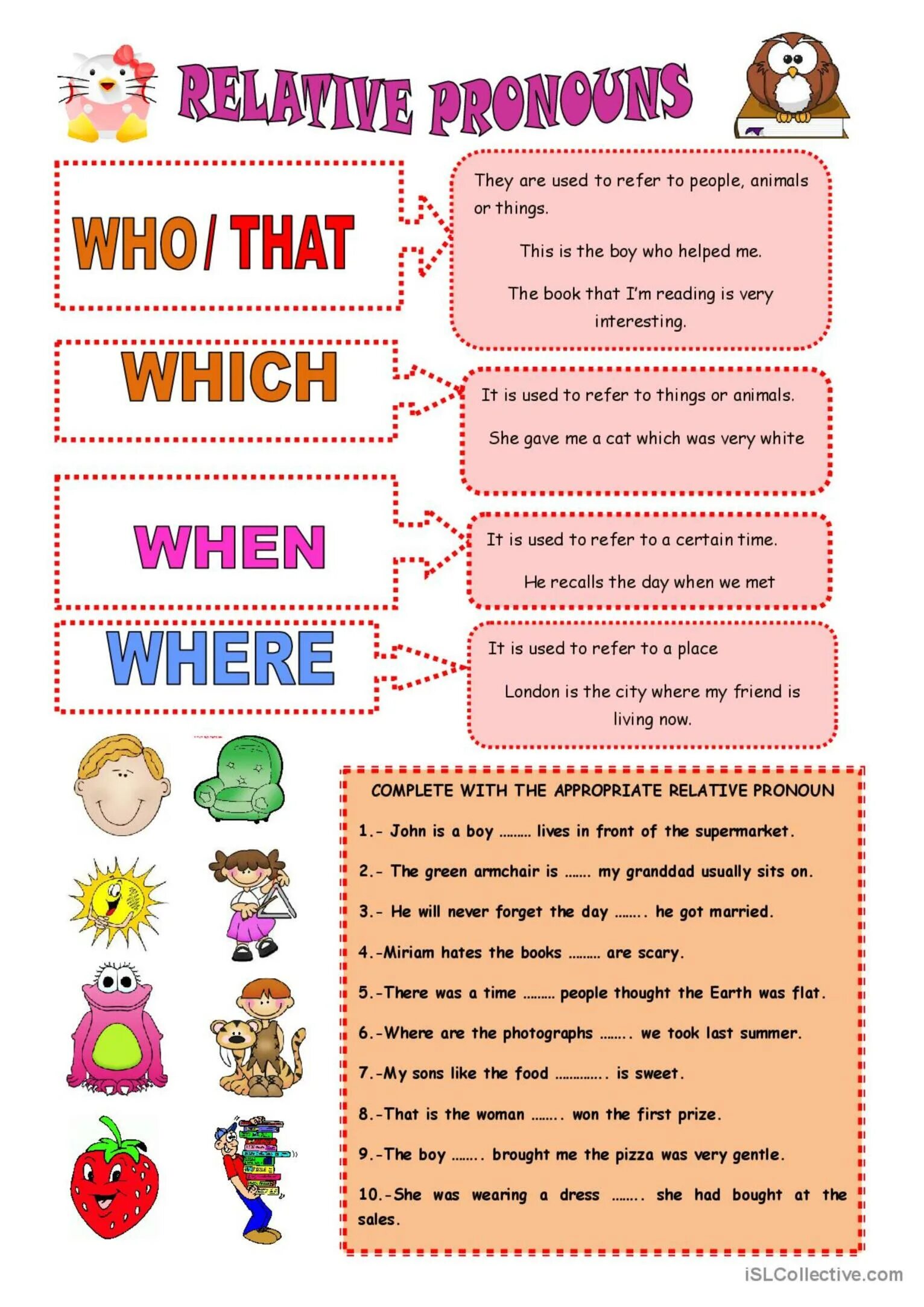 Who which that Worksheets. Relative pronouns в английском Worksheets. Relative pronouns упражнения. Who which whose упражнения.