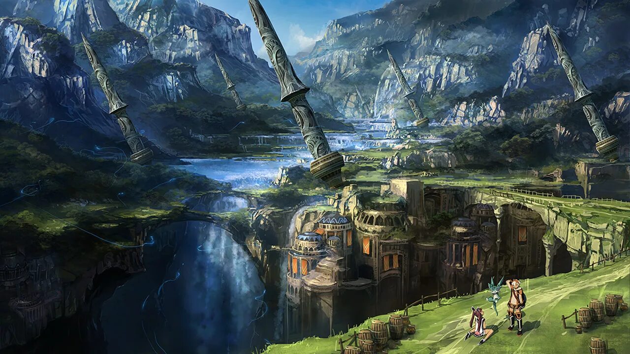 город гномов властелин колец. пустыня фэнтези. летающие скалы.