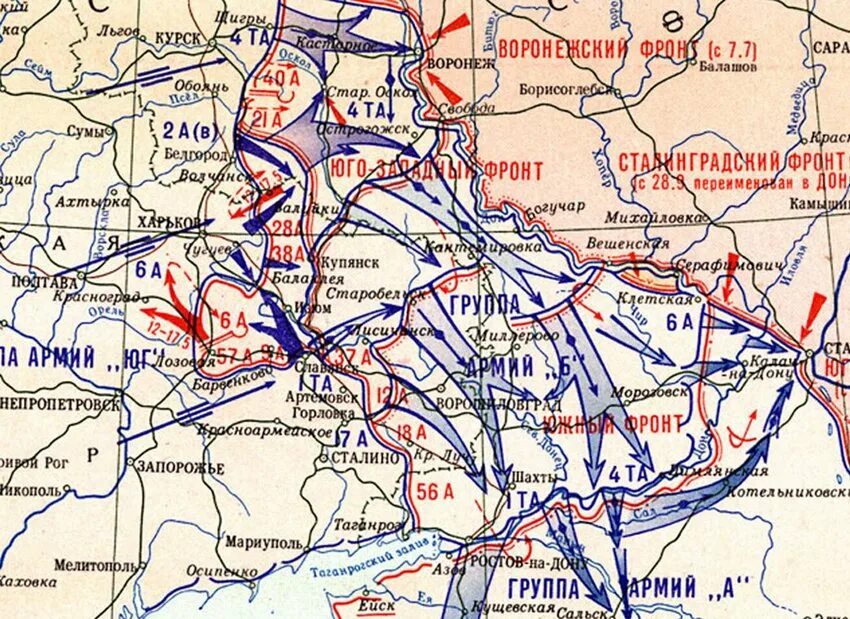 Карта военных действий новомихайловка. Линия фронта Воронеж 1942. Воронежский фронт лето 1942. Линия фронта лето 1942 года. Линия фронта Великой Отечественной в 1942 году.