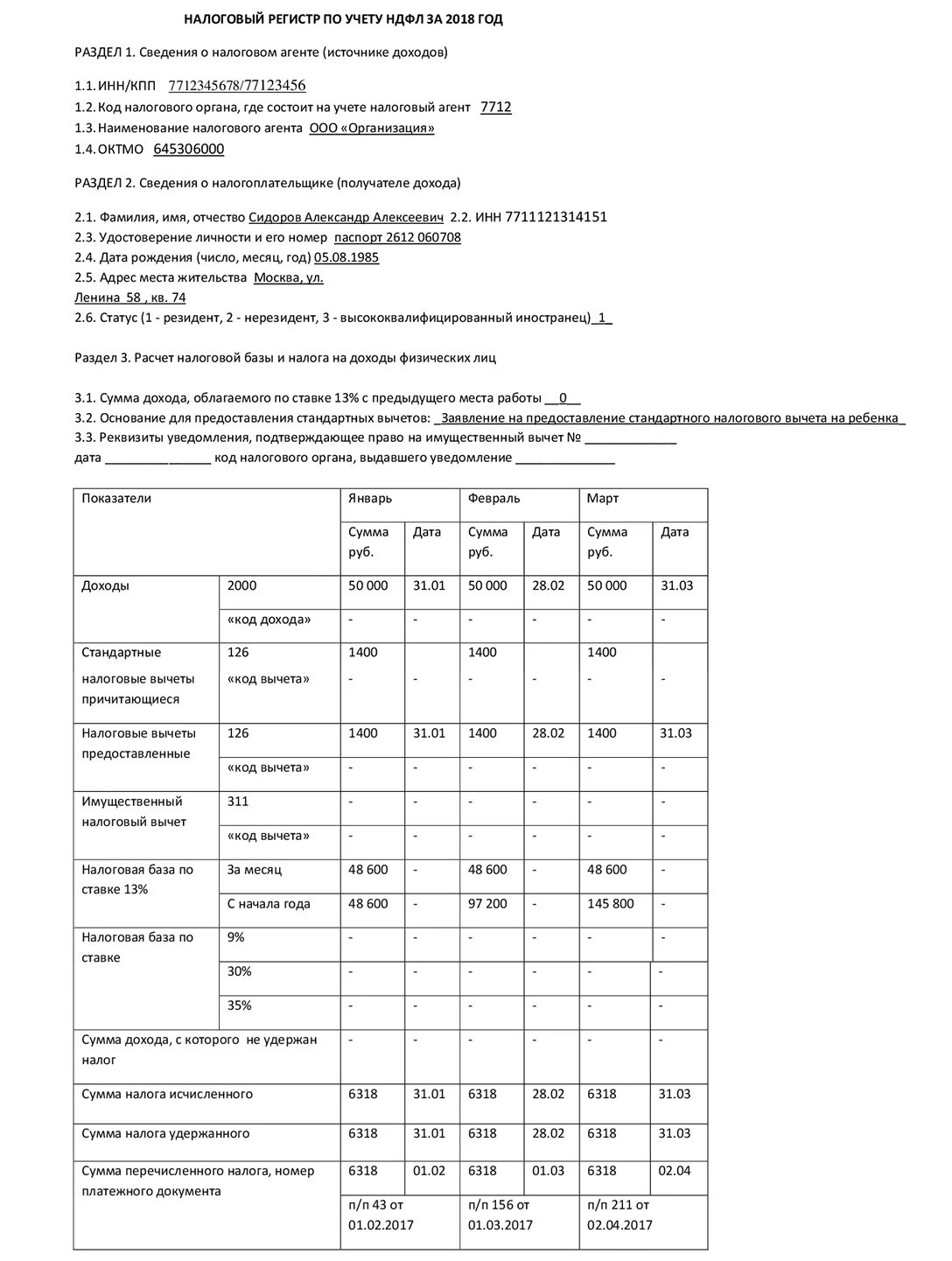 Регистр налогового учета по НДФЛ пример заполнения. Налоговый регистр по НДФЛ образец. Регистр налогового учета НДФЛ 2022. Налоговые регистры по НДФЛ образец заполнения.